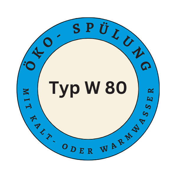 Eco flushing for minimum water consumption with cold or warm water from the operators mains for type W 80