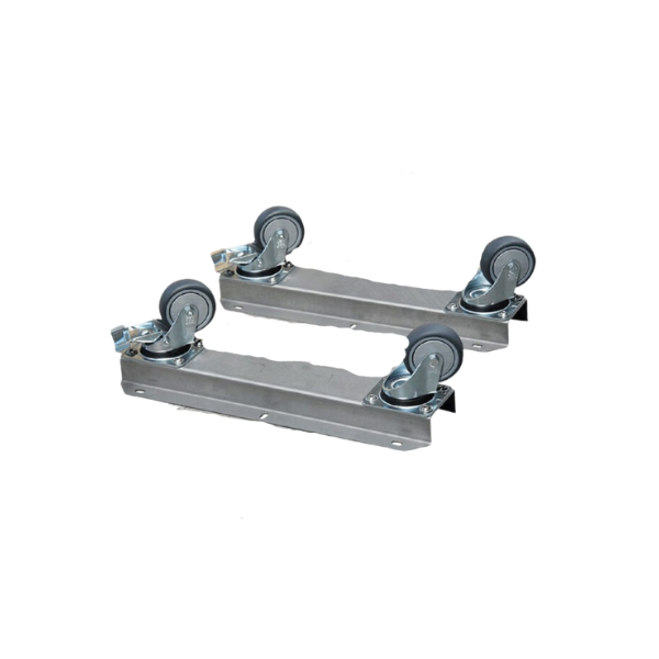 Mobile set - 2 stainless steel rails with stop castors