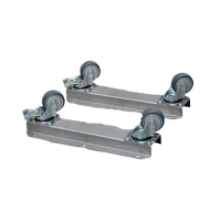 Mobile set - 2 stainless steel rails with stop castors